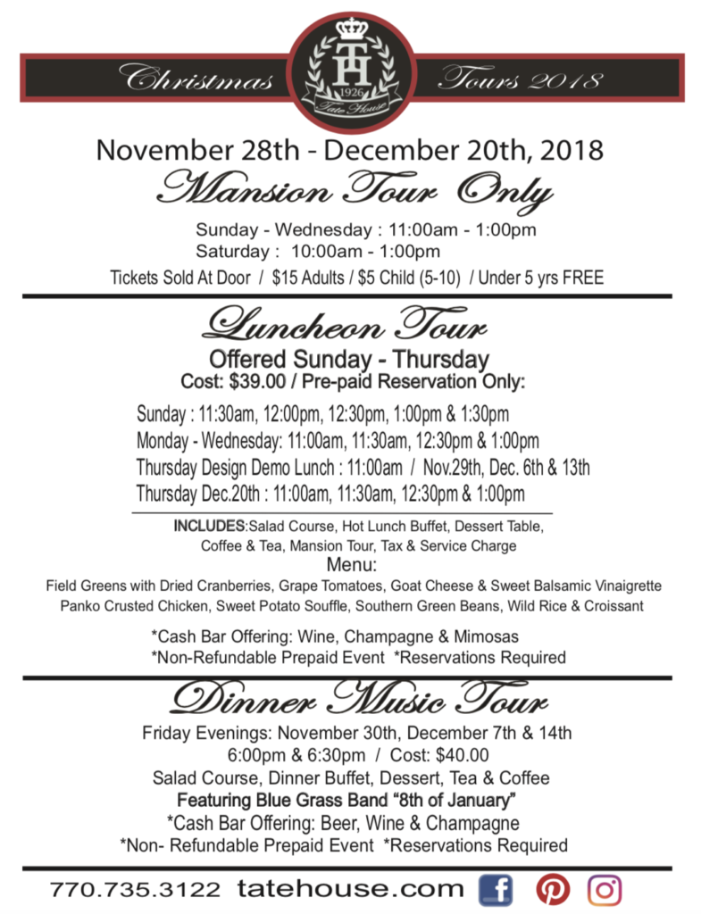 The Tate House Christmas Open House Tour Reservations