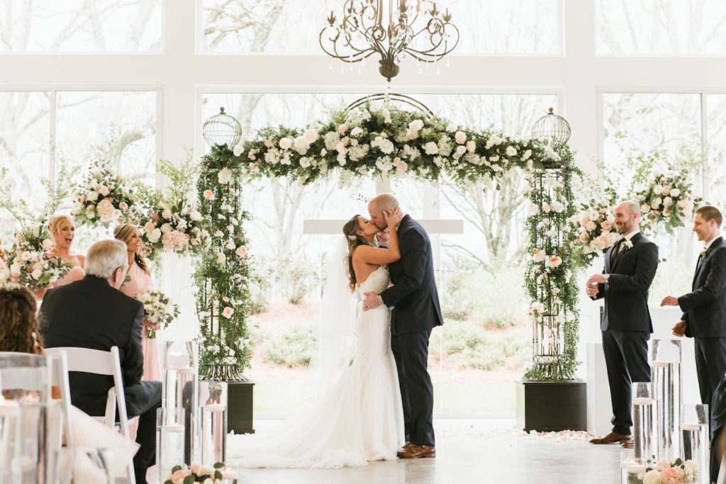 Floral-Filled Ceremony With Donut Bar Reception, Featured on Aisle Planner, ShelbyRae Photographs, Pink Wedding Inspiration, Pink Marble Mansion, Tate House