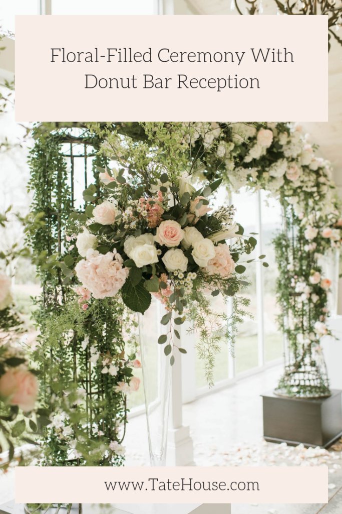 We’re sharing some of our favorite photos from this stunning Floral-Filled Ceremony With Donut Bar Reception that was featured on Aisle Perfect! #tatehouse #northgeorgiaweddingvenue #pinkweddinginspiration #donutbarreception